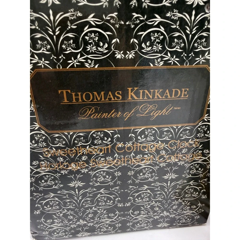 Thomas Kinkade Sweetheart Cottage Mantel Clock Painter of Light Cream Gold Tone